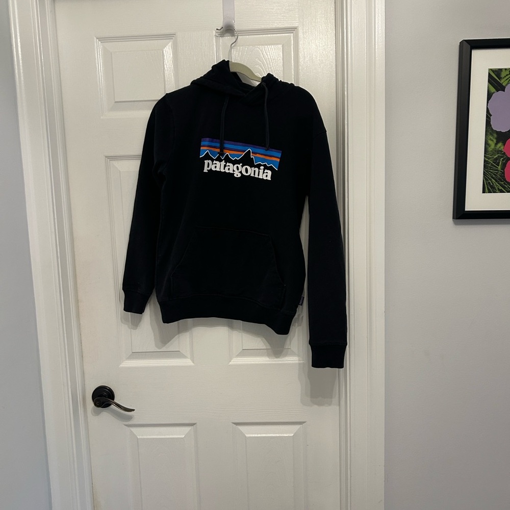 Patagonia Men's Black Hoodie with Logo